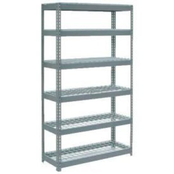 Global Equipment Extra Heavy Duty Shelving 48"W x 12"D x 72"H With 6 Shelves, Wire Deck, Gry 717249